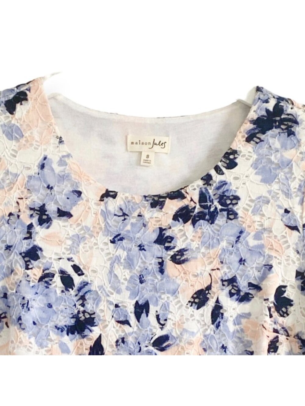 MAISON JULES Osaka Pastel Floral Lace Shift Dress, Size S, New with tag - Picture 9 of 12